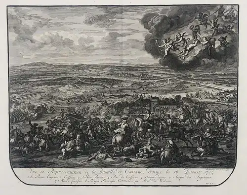 Vue et Representation de la Bataille de Cassano, donnée le 16 D'aoust 1705 - Cassano d'Adda Lombardia acquafor