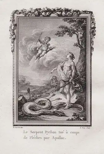 Le Serpent Python tué a coups de Fleches par Apollon. - Apollo kills Python snake Mythologie mythology Ovid Me