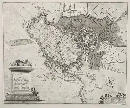 Plan de la Ville et Citadelle de Lille - Lille / Hauts-de-France / Stadtplan / city plan / France / Frankreich