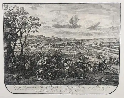 Vue et Representation de la Bataille de Luzzara donnée le 15 d'aoust 1702 - Battaglia di Luzzara / Emilia-Roma