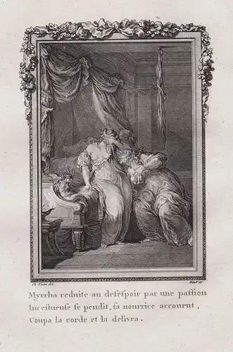 Myrrha reduite au desespoir par une passion... - Myrrha Smyrna Mythologie mythology Ovid Metamorphoses gravure