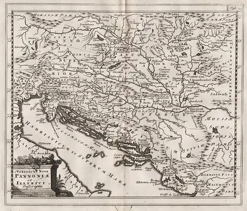 Veteris et Nova Pannoniae et Illyrici Descriptio - Croatia / Slovenia / Bosnia Herzegovina / Serbia / Monteneg