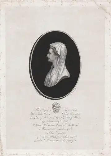 The Right Honorable / The Lady Anne Sophia Egerton... - Anne Sophia Egerton (1730-1780) Portrait