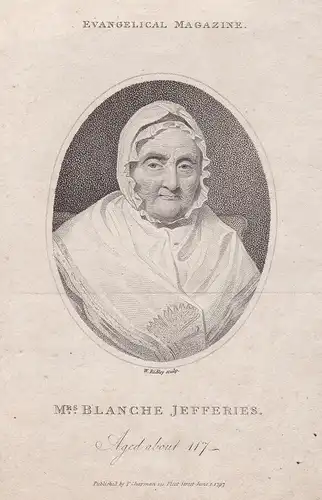 Mrs. Blanche Jeggeries - Blanche Jefferies (1680-?) aged 117 Jahre alt Alter old age Portrait