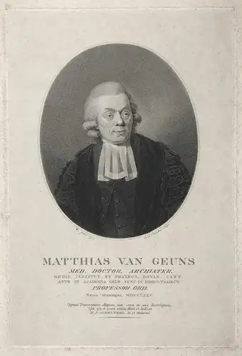 Matthias van Geuns - Matthias Setevens van Geuns (1735-1817) Dutch botanist physician Mediziner Arzt doctor Bo