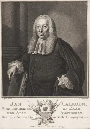 Jan Calkoen, Burgermeester en Raad.. - Jan Calkoen (c.1694-1768) Amsterdam burgemeester Bürgermeister mayor Ho