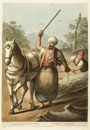 Caramanian woodcutters - Karamania Turkey Karamanlides Ottoman Empire Türkei Osmanisches Reich / costumes Trac