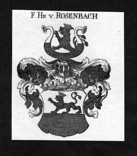 Rosenbach - Rosenbach Wappen Adel coat of arms heraldry Heraldik Kupferstich