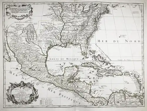 Carte du Mexique et des Etats-Unis d'Amerique. Partie Meridionale. - United States Mexico Caribbean USA  Ameri