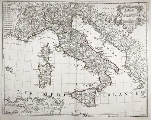 L'Italie - Italia Italy Italien Sardegna Corsica Sizilia carta map Karte