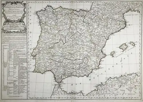 Carte des Royaumes d'Espagne et de Portugal divises par Provinces - Spanien Espana Spain Portugal República Po