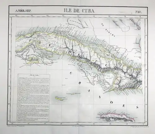 Amer. Sep. / Ile de Cuba. / N° 67 - Cuba island Kuba America Amerique Amerika / from: Atlas Universel De Geogr