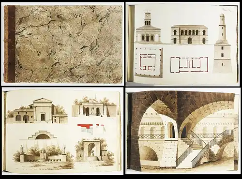 Skizzenbuch mit über 200 Architektur-Zeichnungen von Häusern und Villen in Italien.