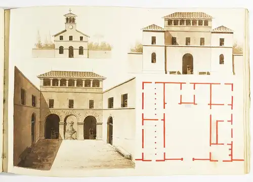 Skizzenbuch mit über 200 Architektur-Zeichnungen von Häusern und Villen in Italien.