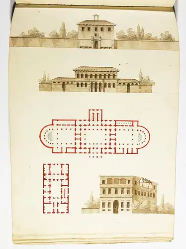 Skizzenbuch mit über 200 Architektur-Zeichnungen von Häusern und Villen in Italien.