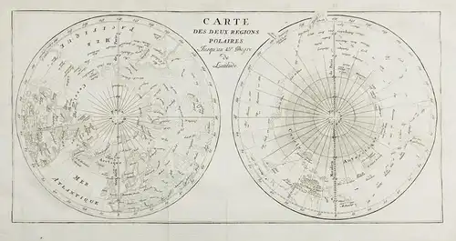 Carte des Deux Regiones Polaires - World Map Weltkarte Mappemonde Poles North Pole South Nordpol Südpol
