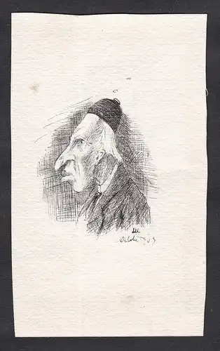 Satirical portrait of a professor at the Faculty of Law of Paris / Caricature of a Jewish man