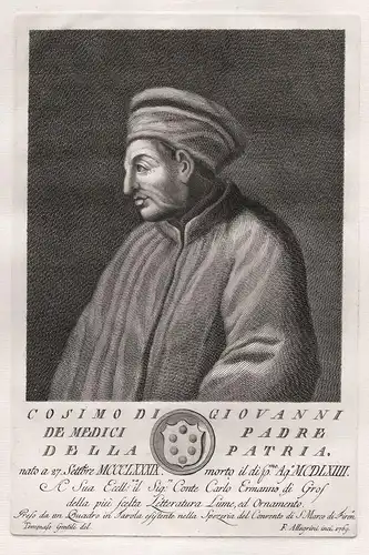 Cosimo di Giovanni de Medici Padre della Patria - Cosimo de Medici (1389-1464) Firenze Italian banker politici