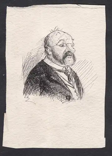 Satirical portrait of a professor at the Faculty of Law of Paris / Caricature of man with glasses