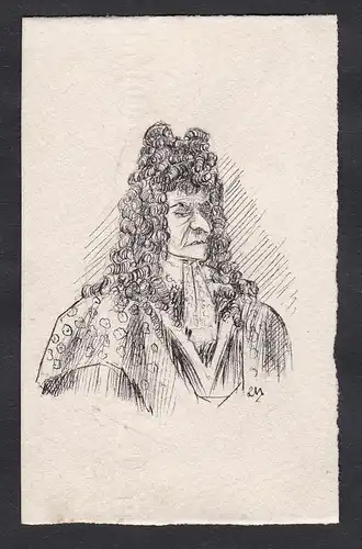 Satirical portrait of a professor at the Faculty of Law of Paris / Portrait of a man in 17th century attire