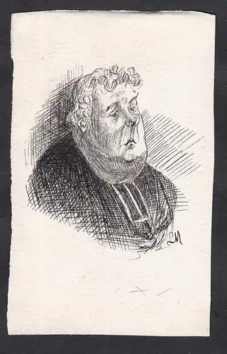 Satirical portrait of a professor at the Faculty of Law of Paris / Caricature of man in black coat