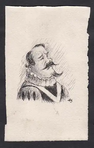 Satirical portrait of a professor at the Faculty of Law of Paris / Portrait of a man in a 17th century costume