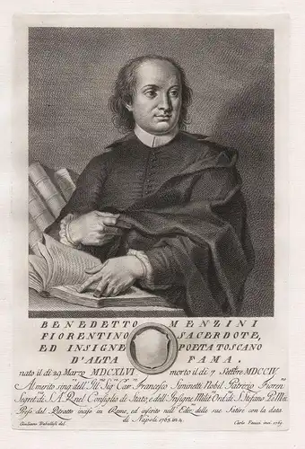 Benedetto Menzini fiorentino sacerdote ed insigne poeta toscano d'alta fama. - Benedetto Menzini (1646-1704) F