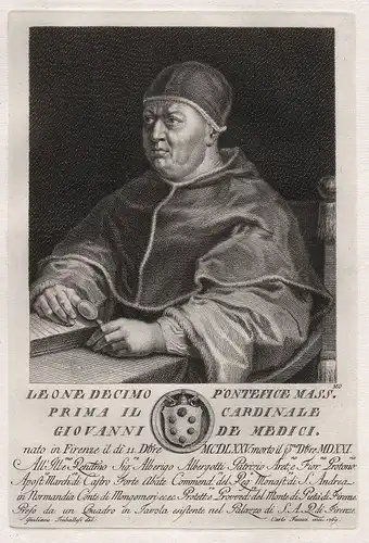 Leone Decimo Pontefice Mass.mo... - Leo X (1475-1521) Papst Pope Papa Portrait / Wappen / coat of arms