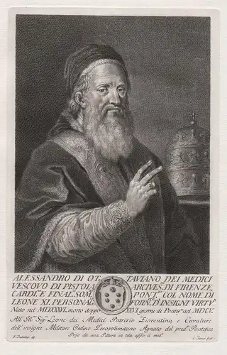 Alessandro di Ottaviano dei Medici Vescovo... - Leo XI (1535-1605) Papst Papa Pope Portrait / Wappen / coat of