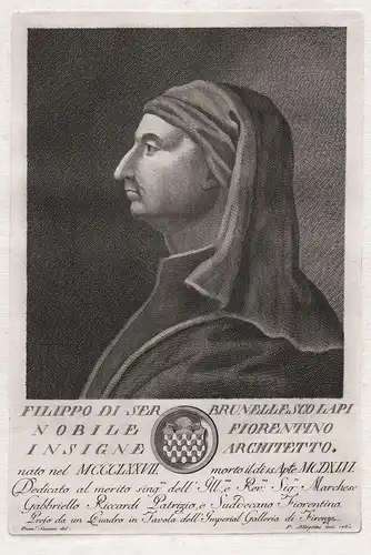 Filippo di Ser Brunellesco Lapi Nobile Fiorentino Insigne Architetto. - Filippo Brunelleschi (1377-1446) Firen