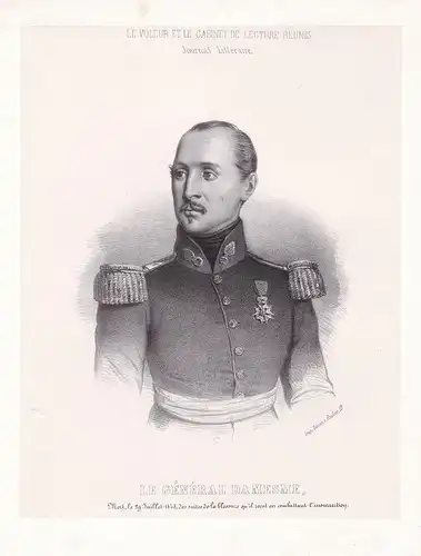 Le General Damesme - Edouard Damesme (1807-1848) militaire French General Napoleonic Wars Portrait