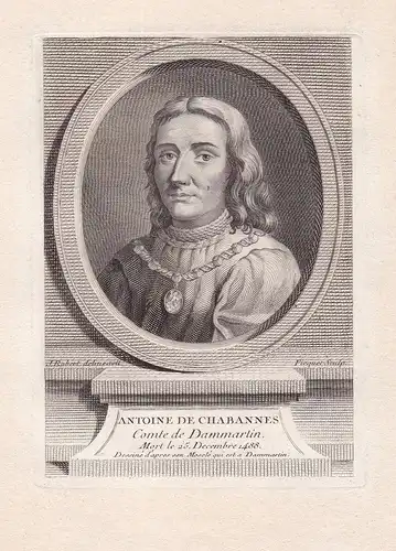 Antoine de Chabannes - Antoine de Chabannes (1408-1488) Graf Comte Dammartin chevalier militaire gravure Portr