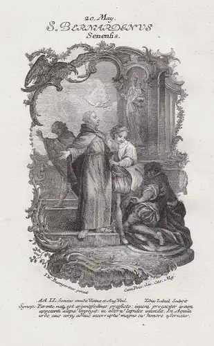 Bernhardin von Siena / Bernardino of Siena - 20. Mai may -  Heiliger Heiligenbild Holy Card