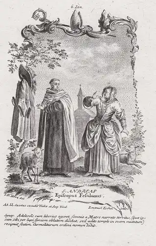 S. Andreas Episcopus Fesulanus - Heiliger Andrea Corsini - 6. Januar -  Heiligenbild Holy Card