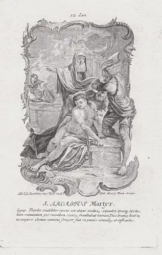 S. Arcadius Martyr - Heiliger Arcadius von Cäsarea / Arcadius of Mauretania - 12. Januar / Heiligenbild Holy C