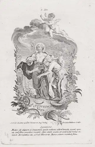 S. Genovefa Virgo - Heilige Genoveva von Paris - 3. Januar -  Heiligenbild Holy Card