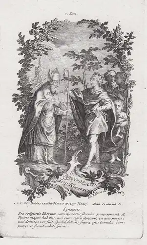 S. Rigobertus Episcop Rhemensis - Heiliger Rigobert von Reims - 4. Januar -  Heiligenbild Holy Card