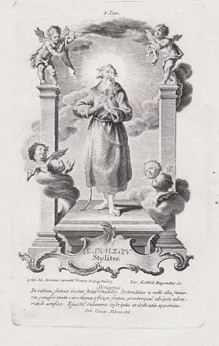 S. Simeon Stylites - Heiliger Simeon der Greis - 5. Januar -  Heiligenbild Holy Card