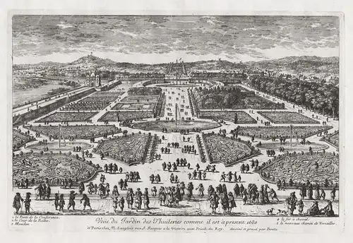 Veue du Jardin des Thuileries comme il est a present 1680. - Jardin des Tuileries Paris Louvre