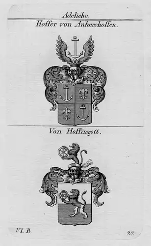 Hoffer Ankershoffen Hoffingott Wappen Adel coat of arms Kupferstich