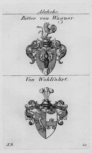 Wagner Wohlfahrt Wappen Adel coat of arms heraldry Heraldik Kupferstich