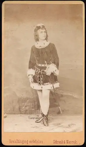 Marie Mathes (1840-1865) in Wildfeuer - Schauspielerin Theater Wien / Portrait CDV Foto Photo vintage