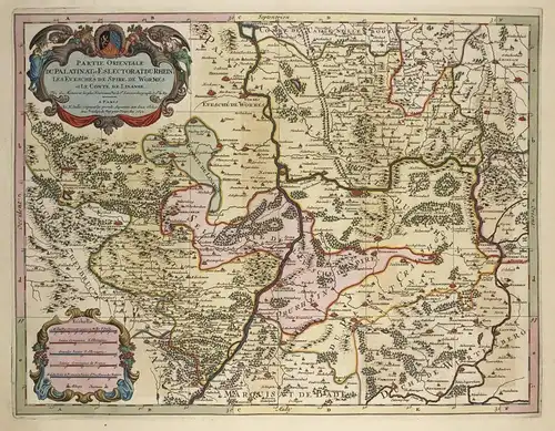 Partie orientale du Palatinat et Eslectorat du Rhein, les Evesches de Spire, de Wormes, et le Comté de Linange