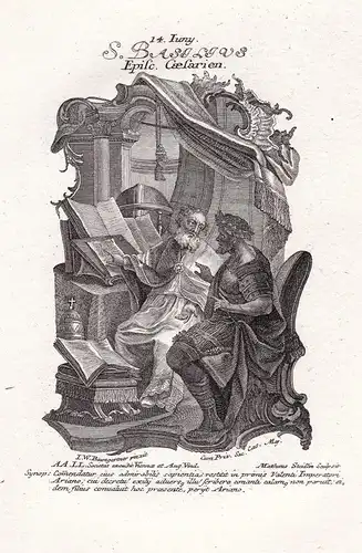 S. Basilius - Basilius der Große / Basil of Caesarea / 14. Juni / Saint Heiliger Heiligenbild Holy Card  / Geb