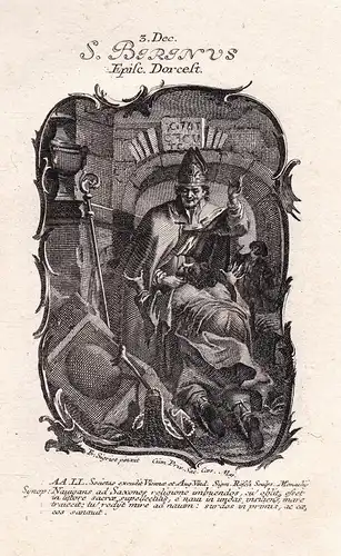 S. Birinus - Birinius Bishop of Dorchester / Bischof / 2. Dezember december / Heiliger Heiligenbild Holy Card