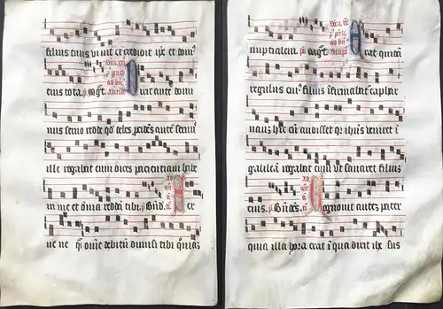 Very rare large elephant folio vellum sheet. Out of an Antiphonary manuscript from the 15th century. / Seltene