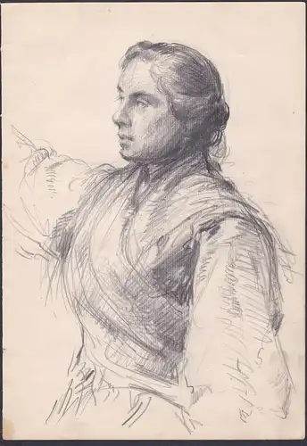 (Portrait einer Frau) - woman femme / Zeichnung dessin drawing