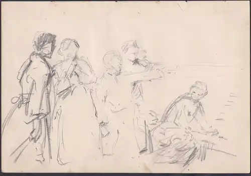 (Skizze von fünf Personen) - Frauen Männer men women / Zeichnung dessin drawing