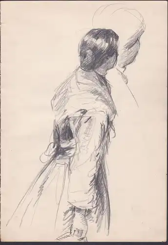 (Portrait einer Frau / Rückenansicht) - woman femme / Zeichnung dessin drawing