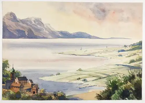 (Chiemsee?) / See Bayern Alpen Alpen / Aquarell watercolor